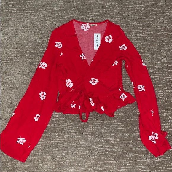 PacSun Tops - FLOWER WRAP TOP